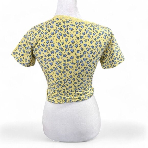ASOS Design Women's V Neck Top Yellow Ditsy Floral Print Size 2 - Picture 2 of 3